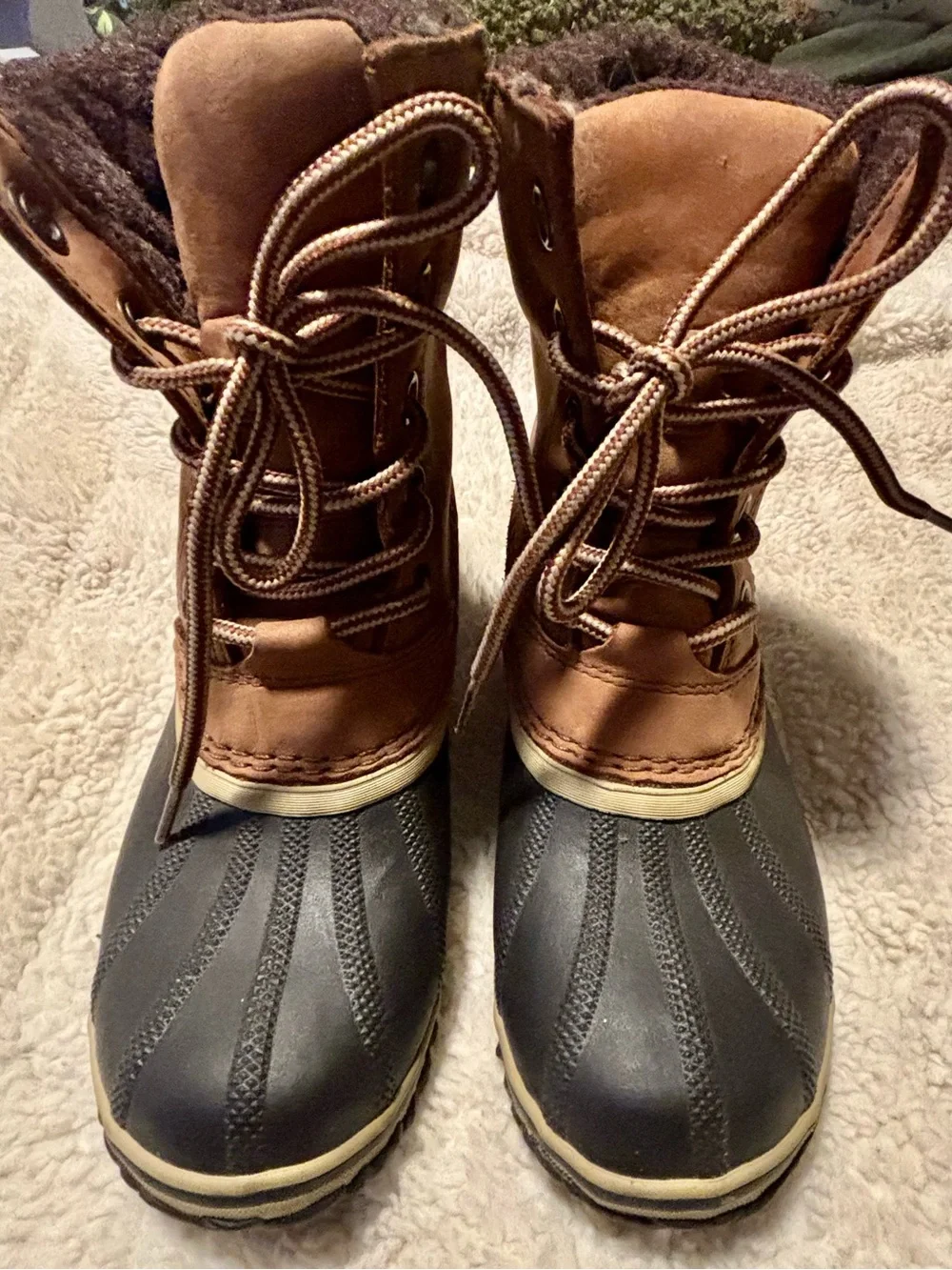 Sorel Brown and Black Slimpack II Lace-Up Women's Winter Boots